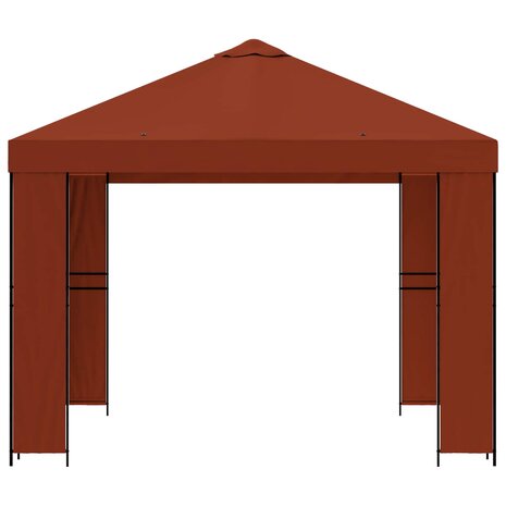 Prieel 3 x 3 m Terracotta Polyester en staal 190 gsm 4