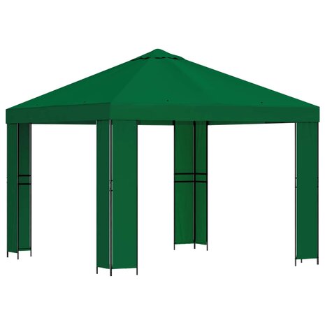 Prieel 3 x 3 m Groen Polyester en staal 190 gsm 2
