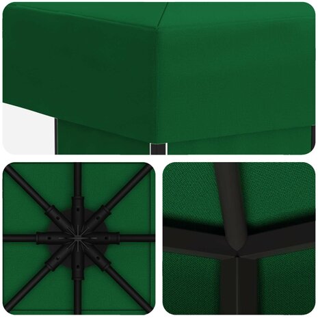 Prieel 3 x 3 m Groen Polyester en staal 190 gsm 5