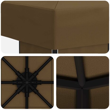 Prieel 3 x 3 m Taupe Polyester en staal 190 gsm 5