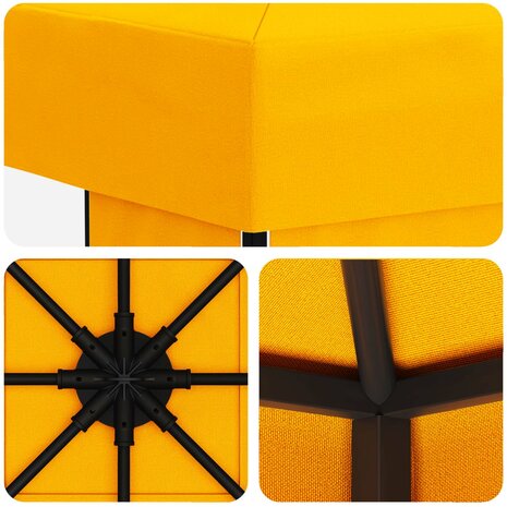 Prieel 3 x 3 m Geel Polyester en staal 190 gsm 5