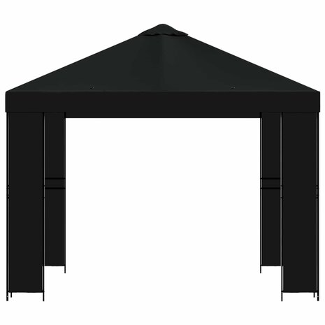 Prieel 3 x 3 m Zwart Polyester en staal 190 gsm 3