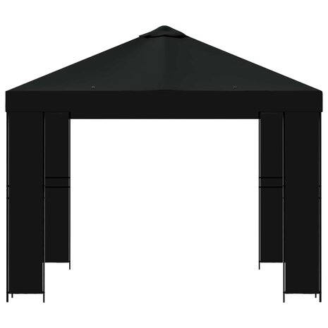 Prieel 3 x 3 m Zwart Polyester en staal 190 gsm 4