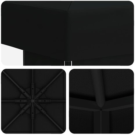 Prieel 3 x 3 m Zwart Polyester en staal 190 gsm 5