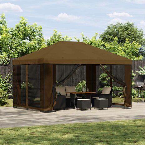 Prieel 4 &times; 3 m Taupe Polyester en staal 190 gsm 1