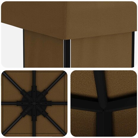 Prieel 4 &times; 3 m Taupe Polyester en staal 190 gsm 5
