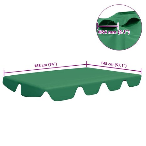 Vervangingsluifel voor schommelbank 188/168x145/110 cm groen 7