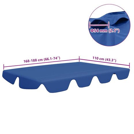 Vervangingsluifel voor schommelbank 188/168x145/110 cm blauw 6