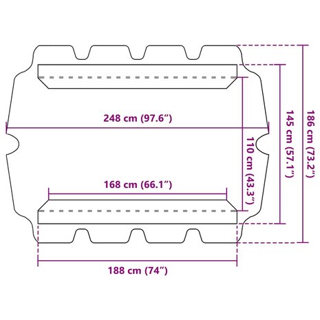 Vervangingsluifel voor schommelbank 188/168x145/110 cm zwart 8