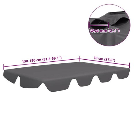 Vervangingsluifel voor schommelbank 150/130x105/70 cm antraciet 6