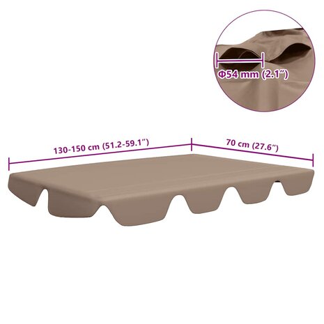 Vervangingsluifel voor schommelbank 150/130x105/70 cm taupe 6