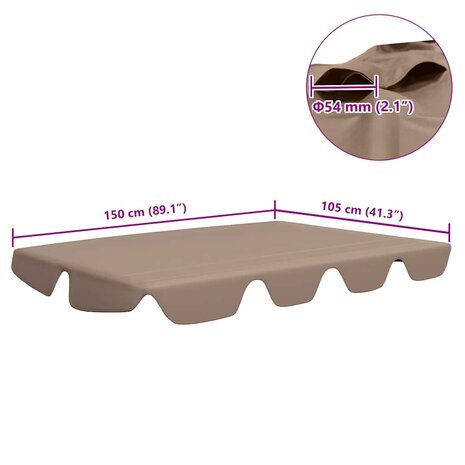 Vervangingsluifel voor schommelbank 150/130x105/70 cm taupe 7