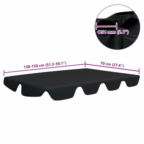 Vervangingsluifel voor schommelbank 150/130x105/70 cm zwart 6