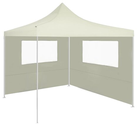 Prieelzijwand met ramen 4x2 m cr&egrave;mekleurig 2