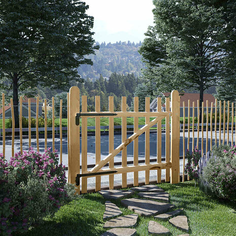 Poort enkel 100x90 cm hazelaarhout 1