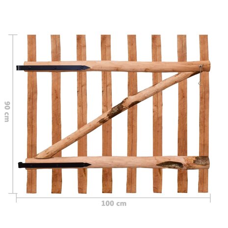 Poort enkel 100x90 cm ge&iuml;mpregneerd hazelaarhout 6
