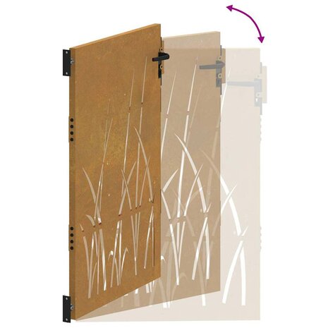 Poort 85x125 cm grasontwerp cortenstaal 10