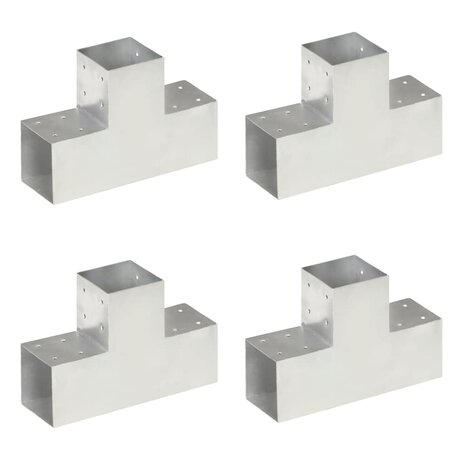Paalverbindingen 4 st T-vorm 101x101 mm gegalvaniseerd metaal 1