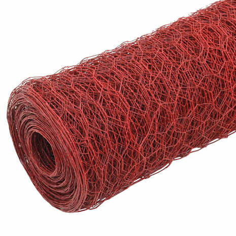 Kippengaas 25x1 m staal met PVC coating rood 2