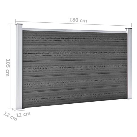 Schuttingpanelenset 353x105 cm HKC zwart  12