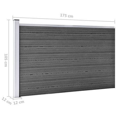 Schuttingpanelenset 872x105 cm HKC zwart   11