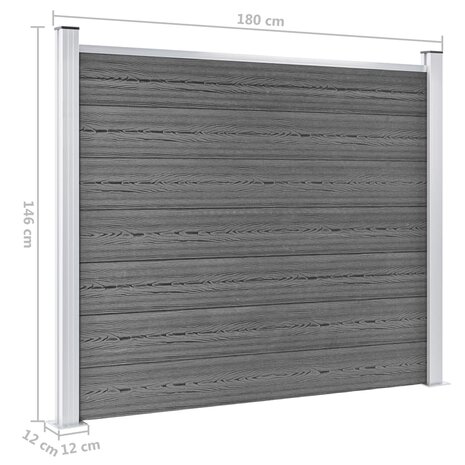 Schuttingpanelenset 353x146 cm HKC grijs   12
