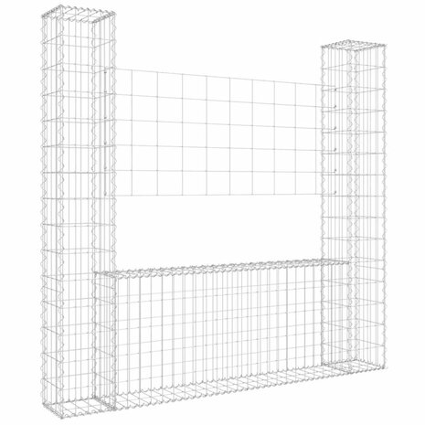 Schanskorf U-vormig met 2 palen 140x20x150 cm ijzer 2