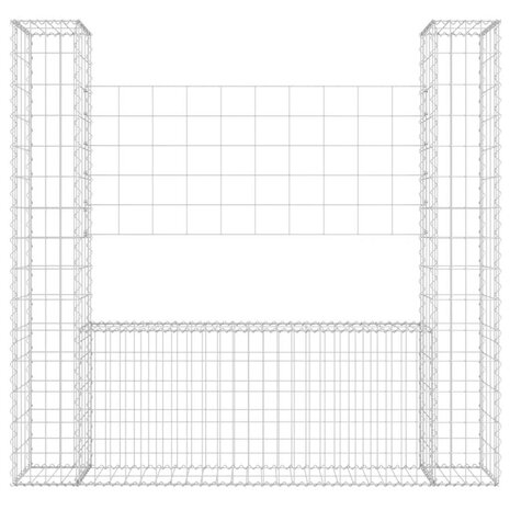 Schanskorf U-vormig met 2 palen 140x20x150 cm ijzer 3