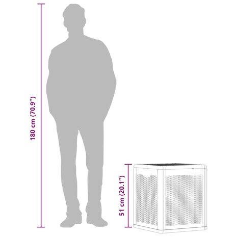 Tuinbox 90 L PP rattan zwart 10