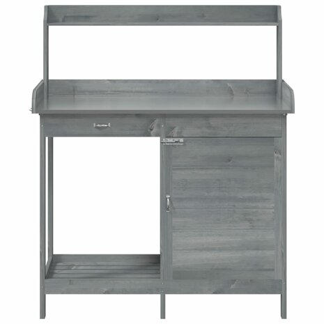 Oppottafel met kast 110,5x45x124,5 cm massief vurenhout grijs 7