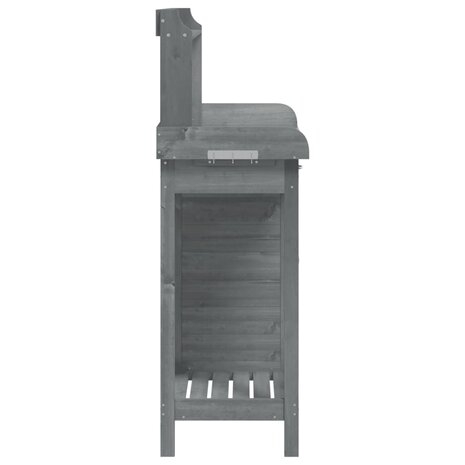 Oppottafel met kast 110,5x45x124,5 cm massief vurenhout grijs 8