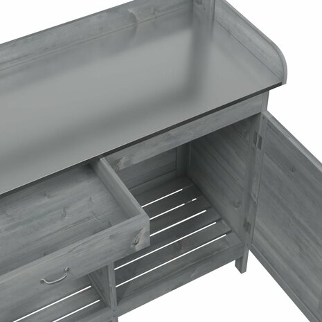 Oppottafel met kast 110,5x45x124,5 cm massief vurenhout grijs 11