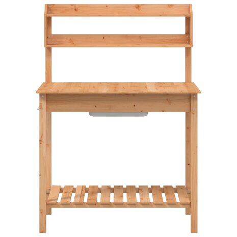Oppottafel met spoelbak 147,5x44x139,5 cm vurenhout bruin 7