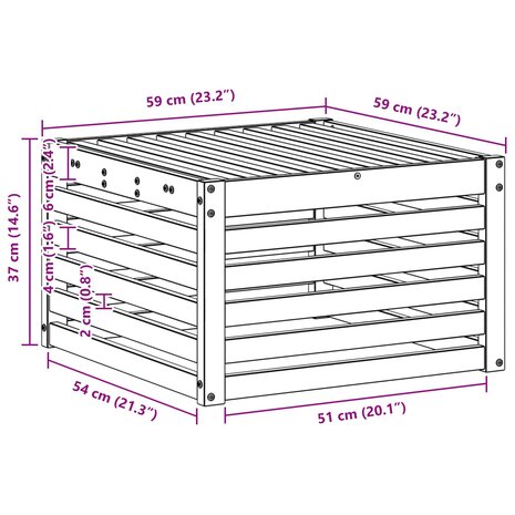 Buiten Voetenbank Massief Acaciahout Wit 59 x 59 x 37 cm 6