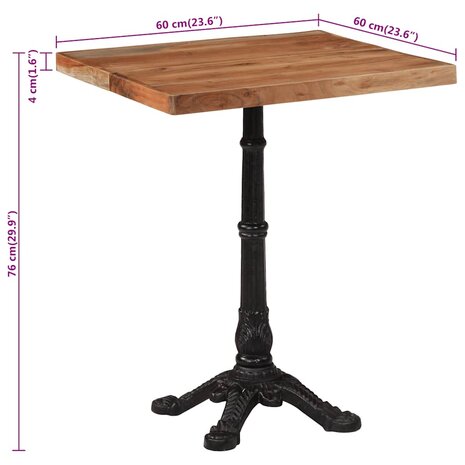 Bistrotafel 60x60x76 cm massief acaciahout  9