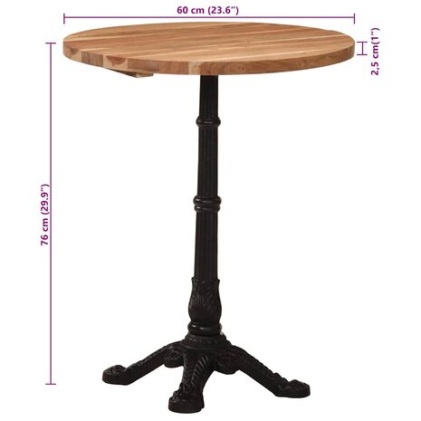 Bistrotafel &Oslash; 60x76 cm massief acaciahout 10