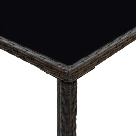 Tuinbartafel 70x70x110 cm poly rattan en glas bruin 5