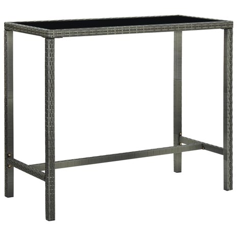 Tuinbartafel 130x60x110 cm poly rattan en glas grijs 1