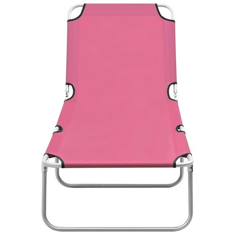 Ligbed inklapbaar staal en stof roze 2