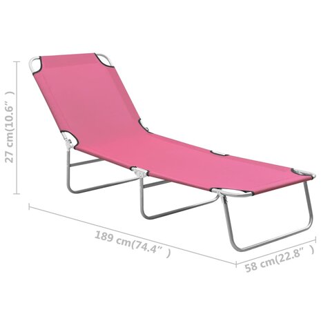 Ligbed inklapbaar staal en stof roze 8