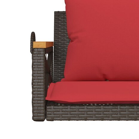 Schommelbank met kussens 109x62x40 cm poly rattan bruin 8