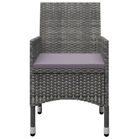 3-delige Bistroset poly rattan en acaciahout grijs 5