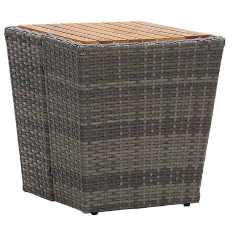 3-delige Bistroset poly rattan en acaciahout grijs 9
