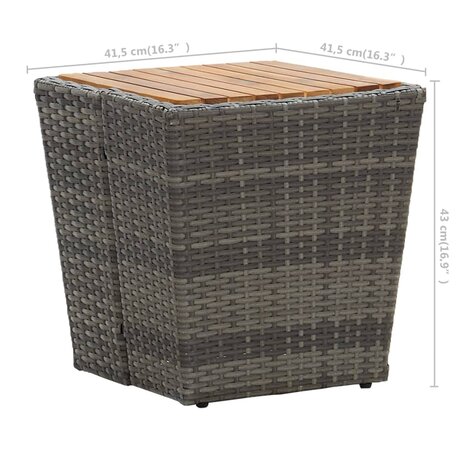 3-delige Bistroset poly rattan en acaciahout grijs 12