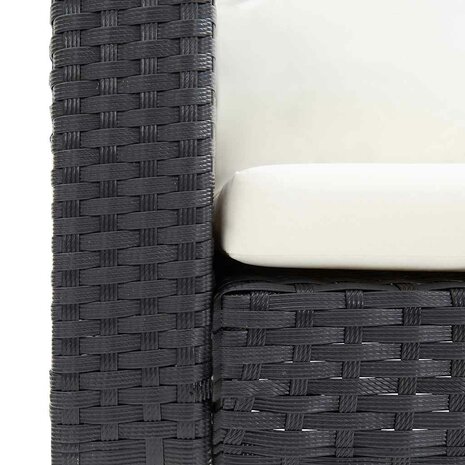 Tuinbank eenzits met kussens poly rattan zwart 8