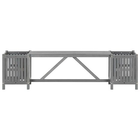 Tuinbank met 2 plantenbakken 150 cm massief acaciahout grijs 4