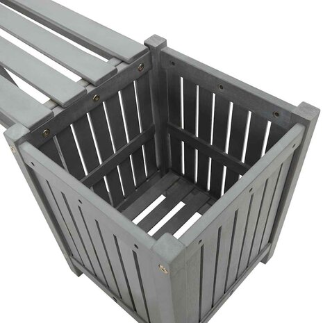 Tuinbank met 2 plantenbakken 150 cm massief acaciahout grijs 6