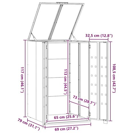 Containerberging voor 1 container 69x79x117 cm staal zwart 10