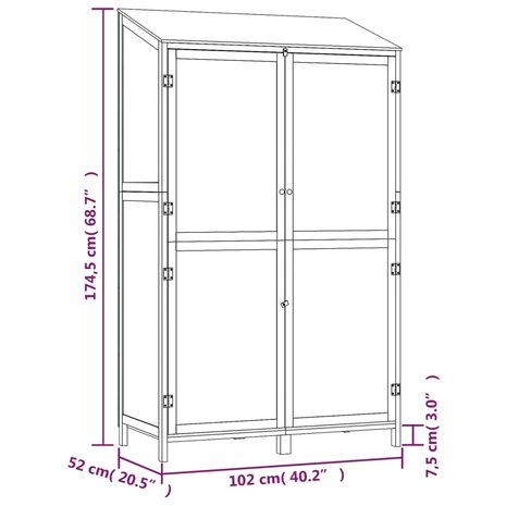 Tuinschuur 102x52x174,5 cm massief vurenhout bruin 8