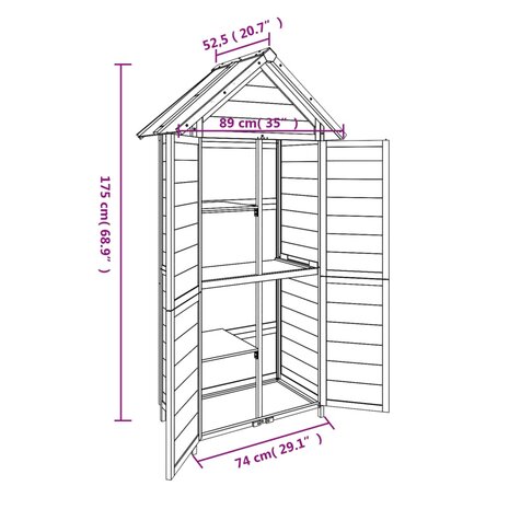 Tuinschuur 89x52,5x175 cm massief grenenhout grijs 8